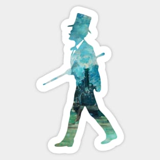 Victorian watercolor train silhouette Sticker